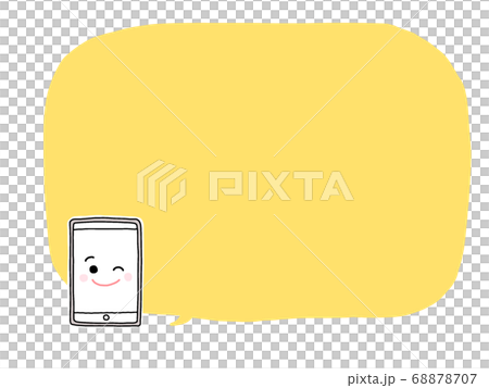 タブレット キャラクター 吹き出し 黄色 68878707