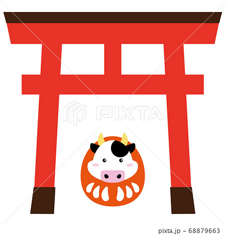 牛03_12（鳥居をくぐる牛のダルマさん） 68879663
