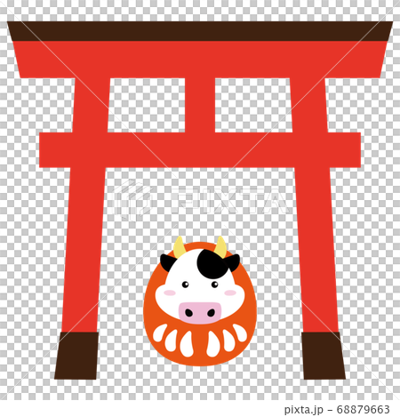 牛03_12（鳥居をくぐる牛のダルマさん） 68879663