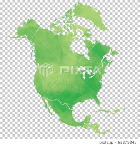 手描きの水彩風北アメリカ大陸 68879843