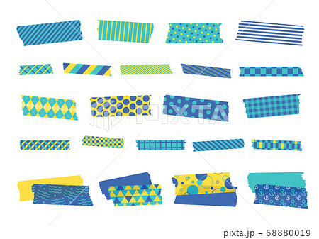 夏 青 ポップ 海 柄物のマスキングテープのイラスト素材