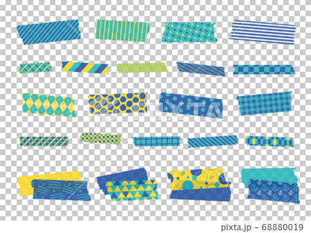 夏 青 ポップ 海 柄物のマスキングテープのイラスト素材