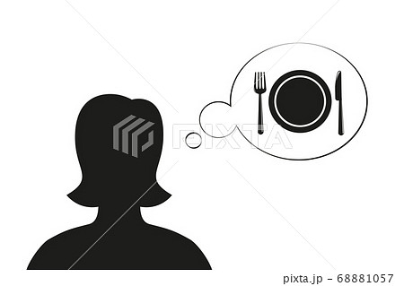 Woman Think About Food Silhouetteのイラスト素材