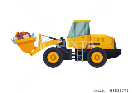 Yellow Modern Bulldozer with Garbage, Heavy Special Machinery for Landfills, Waste Transportation and Recycling Concept Flat Style Vector Illustration Yellow Modern Bulldozer with Garbage, Heavy Special Machinery for Landfills, Waste Transportation and Recycling Concept Flat Style Vector Illustration 68881271