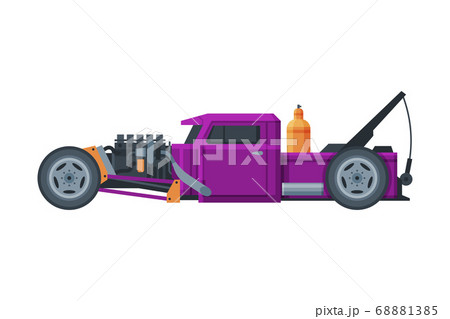 Retro Style Race Car, Old Sports Purple Automobile Vector Illustration on White Background 68881385