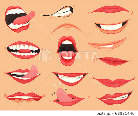 Mouth expressions. Lips with a variety of... - Stock Illustration  [68881446] - PIXTA