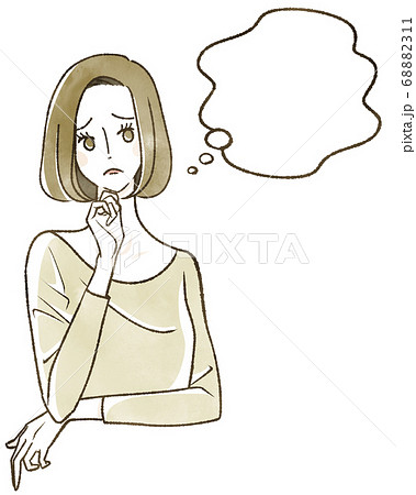 悩んでいる女性　吹き出し 68882311