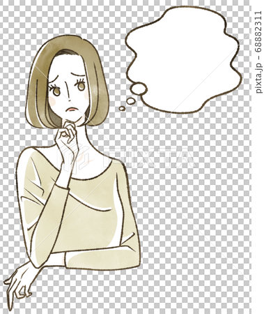 悩んでいる女性　吹き出し 68882311