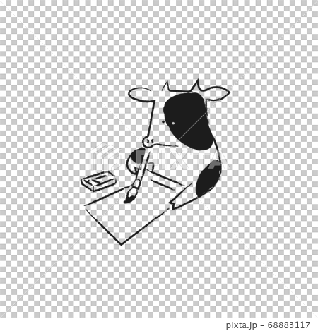 書初めする牛（一色） 68883117