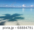 ヤシの木の影と海 68884791