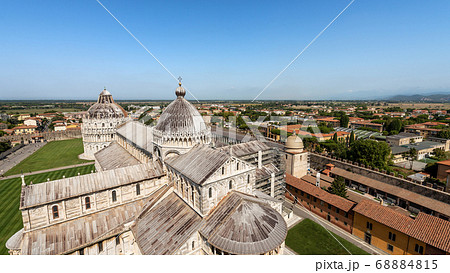 Cathedral and Baptistery of Pisa view from the leaning tower - Tuscany Italy Cathedral and Baptistery of Pisa view from the leaning tower - Tuscany Italy 68884815
