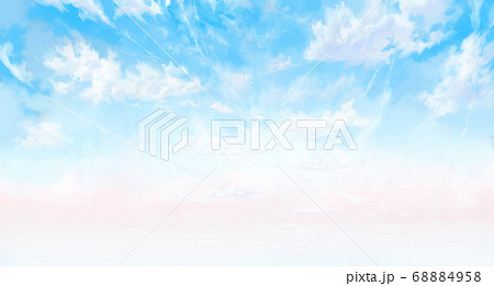 タイトルを乗せやすい余白のある空のみの背景【水彩風】 68884958