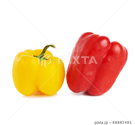 red and yellow sweet peppers isolated on white 68885483