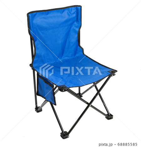 folding chair for fishing or for a picnic, fabric blue, on a white background, isolate folding chair for fishing or for a picnic, fabric blue, on a white background, isolate 68885585