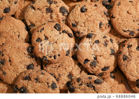 Tasty chocolate chip cookies as background, top Tasty chocolate chip cookies as background, top 68886046