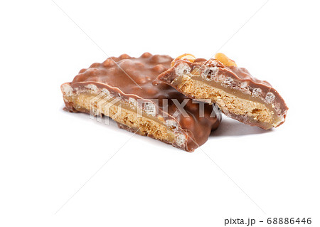 Chocolate cookies with caramel filling isolated on Chocolate cookies with caramel filling isolated on 68886446