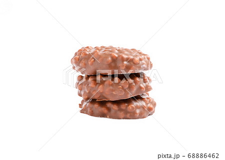 Stack of chocolate cookies with caramel filling Stack of chocolate cookies with caramel filling 68886462