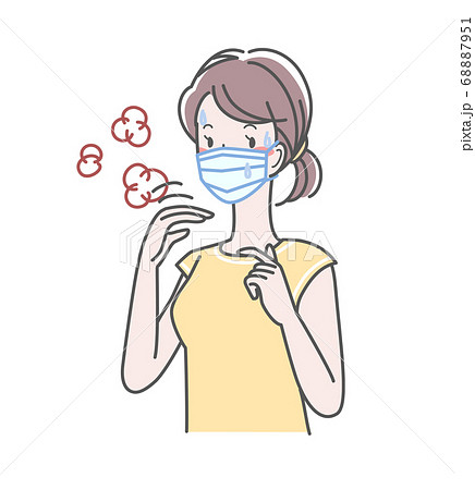 夏のマスクで蒸れる女性 夏のマスクで蒸れる女性 68887951