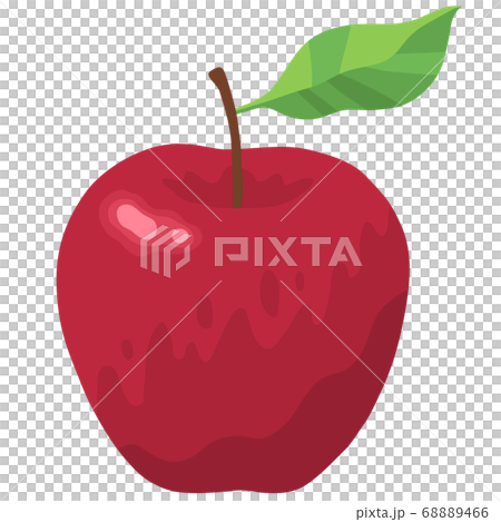 葉のついた赤いりんごのイラスト 68889466