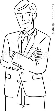 腕組みをする中年男性のイラスト スーツの上司のイラスト素材 6774