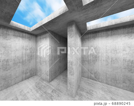 3d interior with concrete walls and rectangular 3d interior with concrete walls and rectangular 68890245