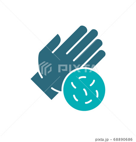 Hand with bacteria colored icon. Hygiene, human protection, upper extremity, dirty hands symbol 68890686