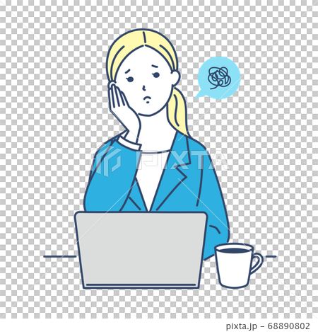 考え込むビジネスウーマン 考え込むビジネスウーマン 68890802