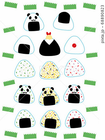 シンプルキュートなパンダおにぎり＆おむすび色々でバラン付 68890823