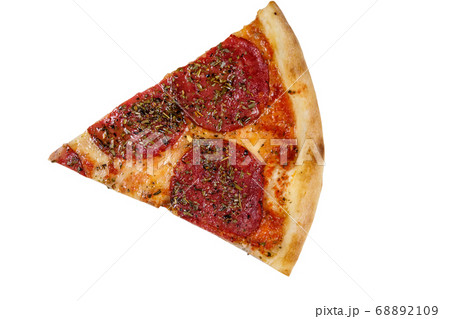 Slice of pizza with sausage and cheese isolated  68892109