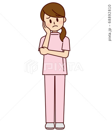 困っている女性看護師のイラスト素材 6810