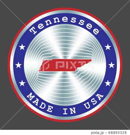 Made in Tennessee local production sign, sticker, seal, stamp. Round hologram sign for label design and national marketing 68893326