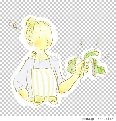 天然的手繪女性對蔬菜的新鮮感不滿意的女性 68894132