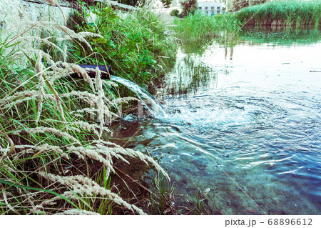 Environmental pollution.Sewage flows into the 68896612