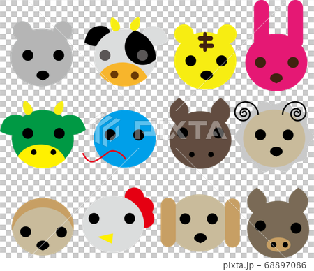 Set of facial expression icons of zodiac characters 68897086