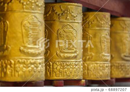 Prayer wheels in Tabo Monastery 68897207