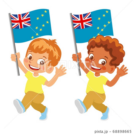 Tuvalu flag in hand set Tuvalu flag in hand set 68898665