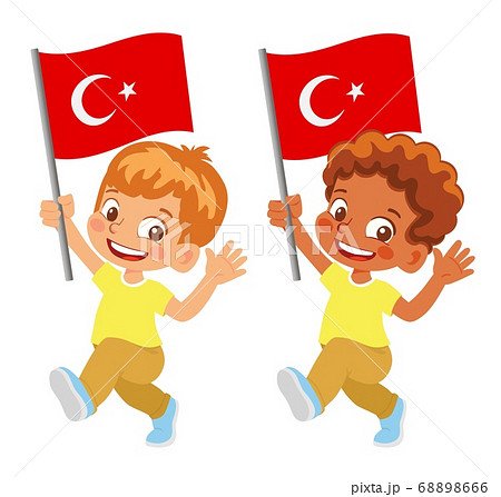 Turkey flag in hand set Turkey flag in hand set 68898666