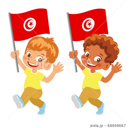 Tunisia flag in hand set Tunisia flag in hand set 68898667