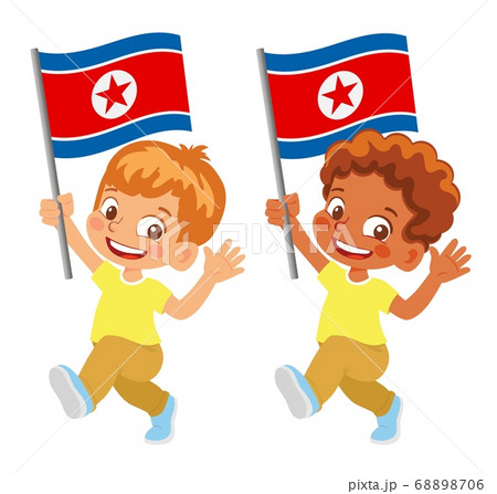 North Korea flag in hand set North Korea flag in hand set 68898706
