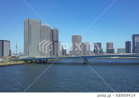 豊洲大橋からの眺めの写真素材
