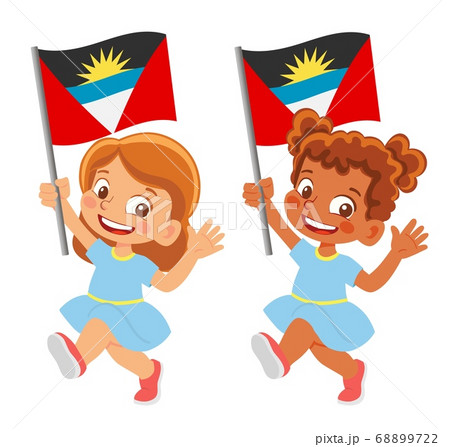 Antigua and Barbuda flag in hand set 68899722