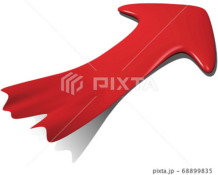 平面からめくれ上がっっている立体的な矢印　アップ　ベクターイラストデザイン　背景透明 68899835