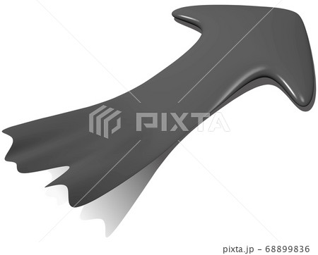 平面からめくれ上がっっている立体的な矢印　アップ　モノトーン　ベクターイラストデザイン　背景透明 68899836