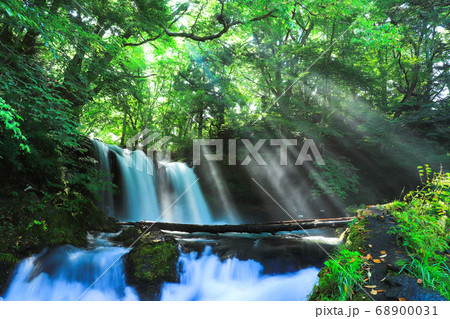 光芒差す鐘山の滝 光芒差す鐘山の滝 68900031