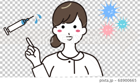 一個穿著白大褂的女人解釋疫苗 68900665