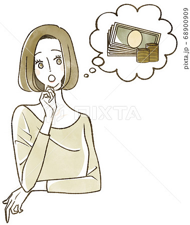 お金のことを考えている女性 68900909