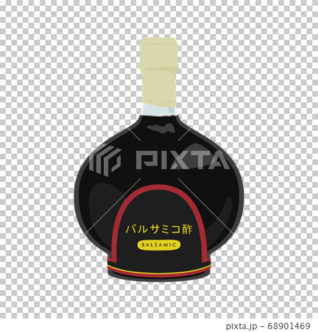 黒色の瓶に入ったバルサミコ酢のイラスト。日本語のラベル付き。 黒色の瓶に入ったバルサミコ酢のイラスト。日本語のラベル付き。 68901469