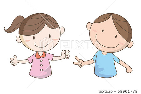 ジャンケンする子供達 68901778