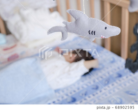 生後6日目のすやすや眠るかわいい赤ちゃん 68902595