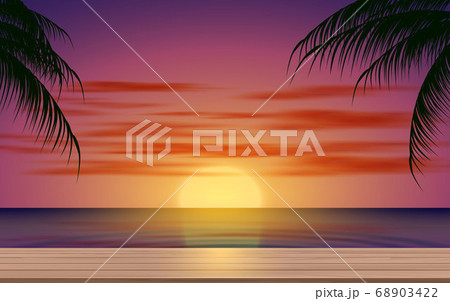 wooden table on the beach in the morning 68903422